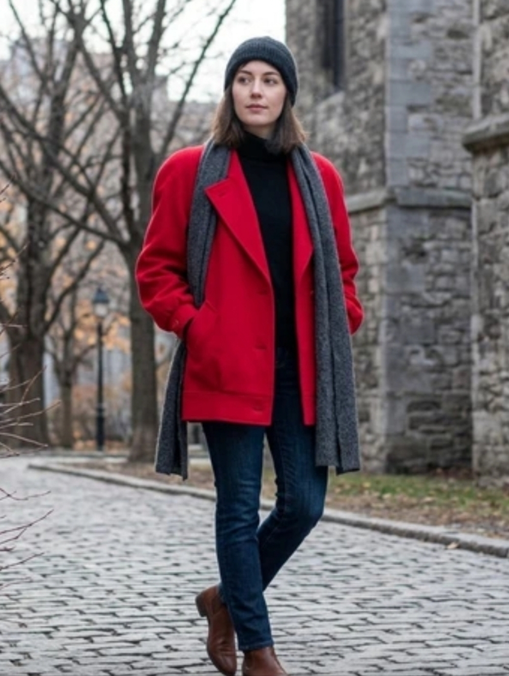 Marks and Spencer Vintage 90's Red 100% Virgin Wool Mid-length Coat Size 10